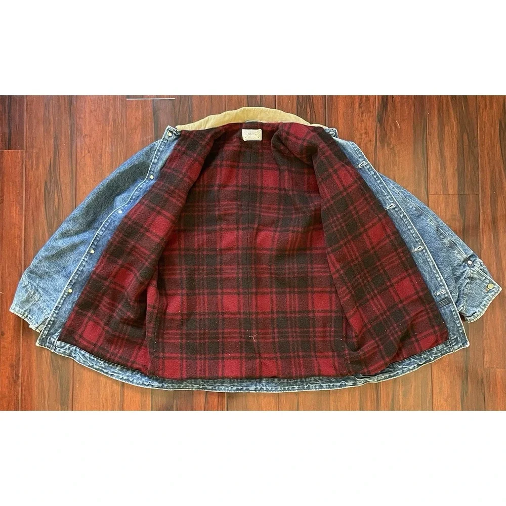Polo Ralph Lauren Country Blanket Lined Chore Coat Denim Jacket Vintage Size L